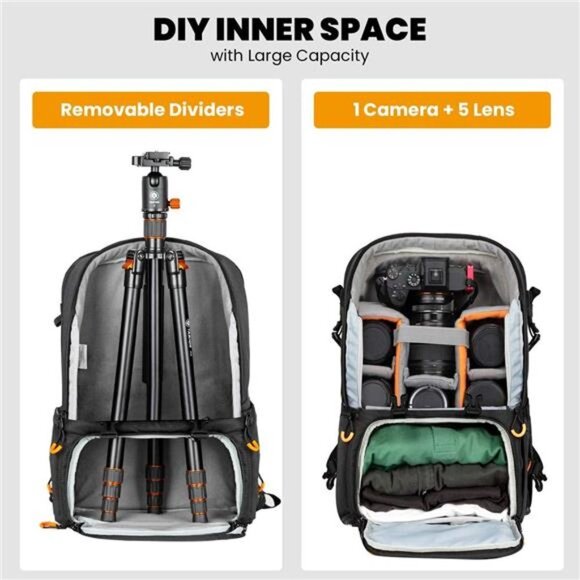 Pro Camera Backpack Large Camera Bag with Laptop Compartment Tripod Holder - Picture 3 of 7